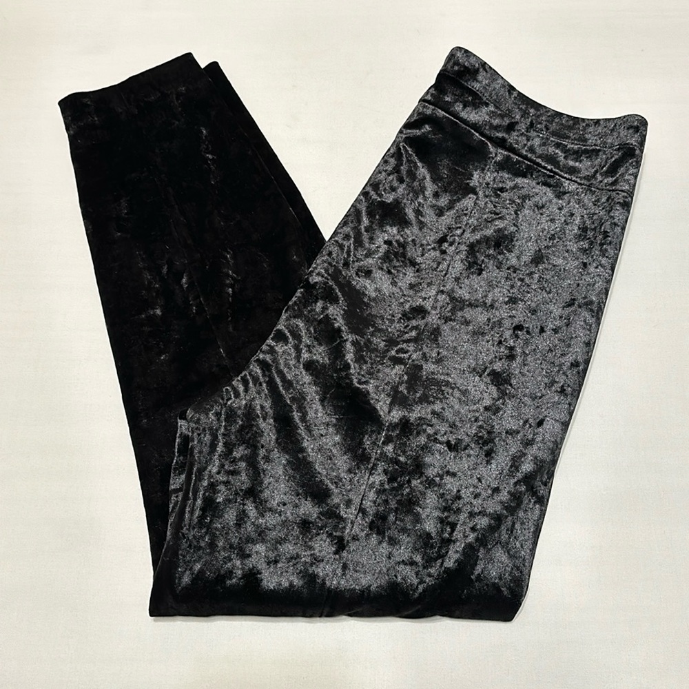 Good American High Rise Black Velvet Pants NWT
